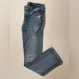 Silver Aiko Slim Boot distressed blue jeans size 28x31